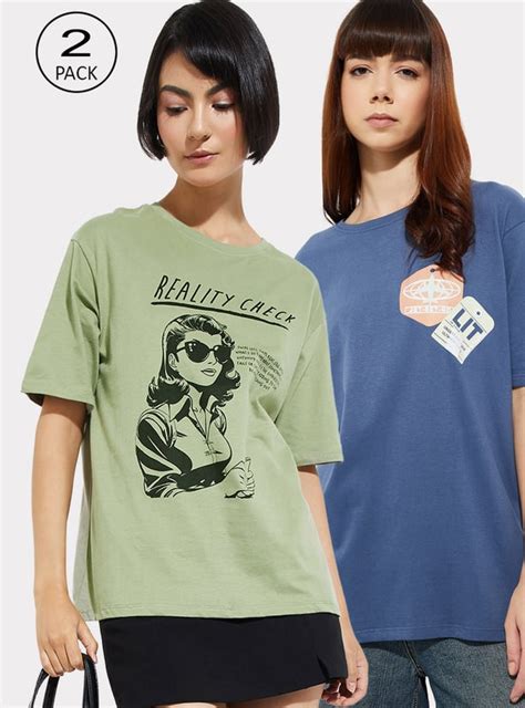 Buy Women Printed T-shirt - Pack of 2 Online at just Rs. 798.0 ...