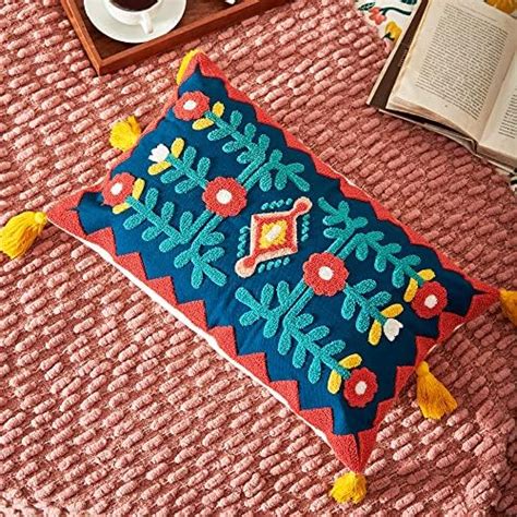 Chumbak Moroccan Mirror Work 12 x 20 Inch Cushion Cover : Amazon.in ...