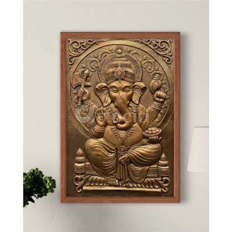 Buy 3x2 Feet Sitting Ganesha Relief Mural Wall Art Online - Artociti