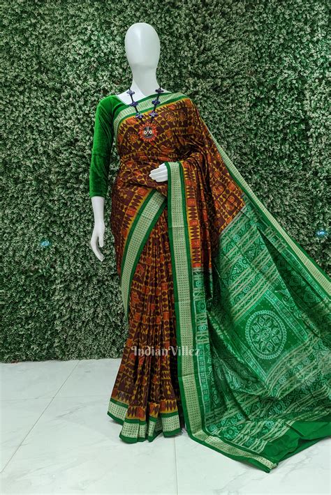 Golden Maroon With Wild Animals Pure Sambalpuri Silk Saree – IndianVillèz