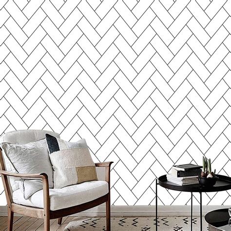 Vinyl Peel and Stick Wallpaper Hexagon White/Black Self Adhesive for ...