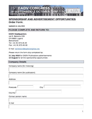 SPONSORSHIP AND ADVERTISEMENT OPPORTUNITIES Doc Template | pdfFiller