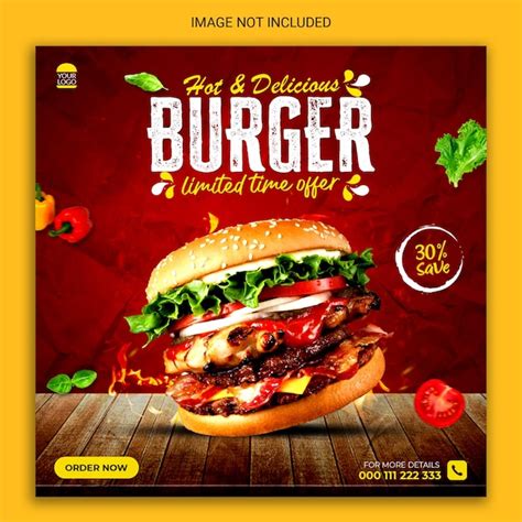 Heißer und leckerer burger social media post psd vorlagendesign ...