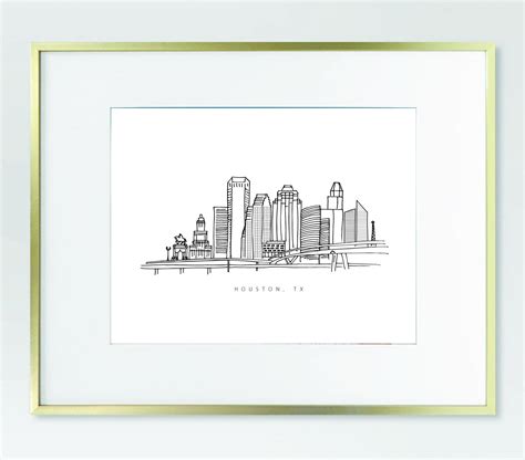 Houston Skyline, Houston Line Drawing, Houston Drawing, Houston Print ...