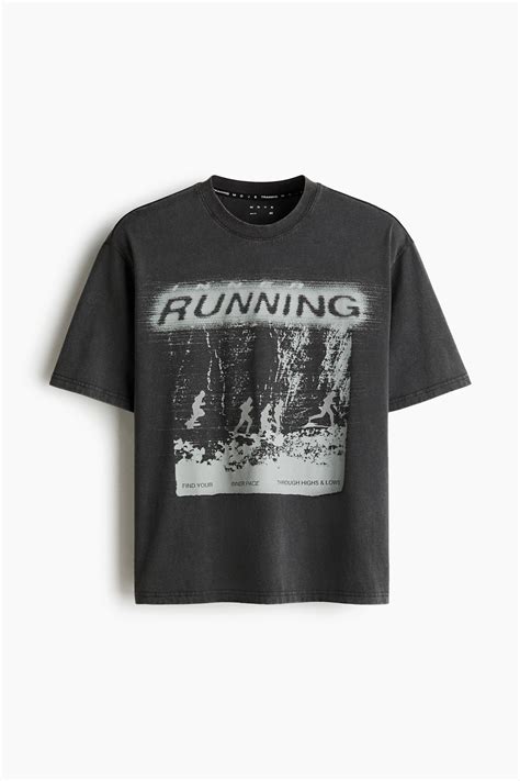 Men’s Dark grey Boxy-style sports T-shirt with DryMove™ | H&M IN