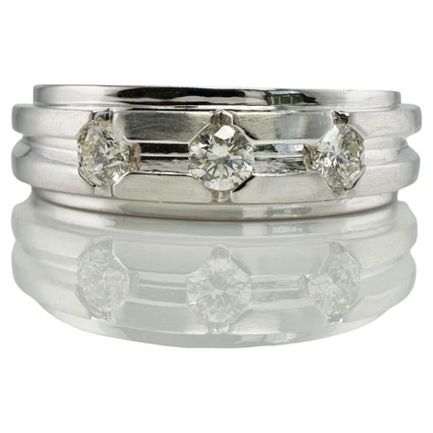 14k White Gold Mens Diamond Band Ring For Sale at 1stDibs