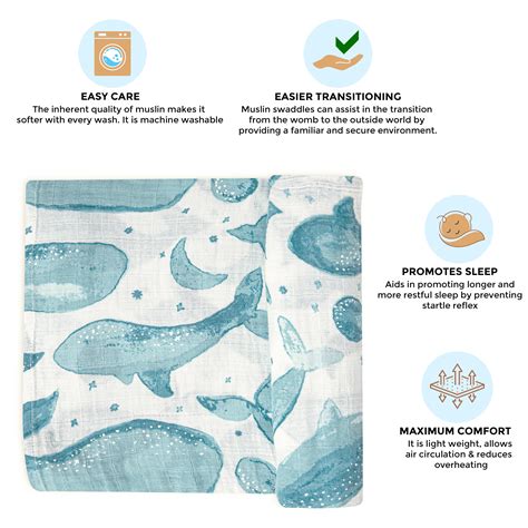 Crane Baby Single Swaddle Wrap - Caspian Whale Print – Abracadabra