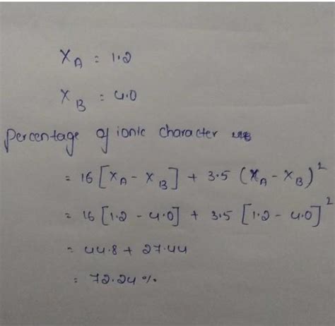 The values of electronegativity of atoms AA and BB are 1.20 and 4.0 ...