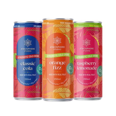 Atmosphere Studio Prebiotic Soda Sampler Pack, 3 Flavours, 250ml Each ...