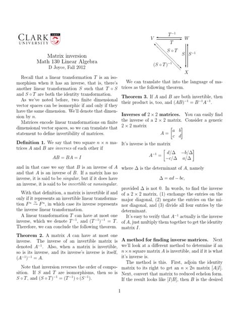 Image result for Inverse Matrix with Example PDF