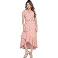 Buy Cordate Womens Poly Viscose Printed Long Dress Trendy Belt with ...