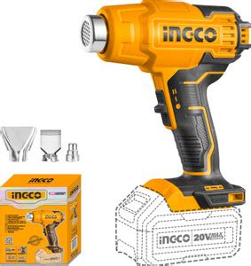 INGCO 20V Lithium-Ion Heat Gun with 3 pcs Nozzles 0 W Heat Gun Price in ...