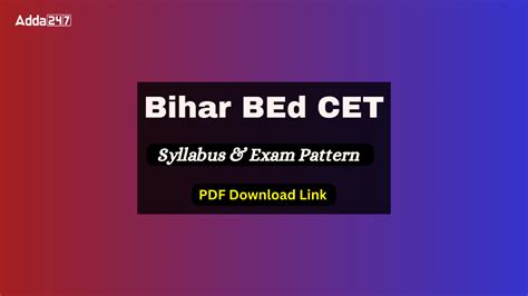 Bihar BEd Syllabus and Exam Pattern 2026, Download PDF in Hindi