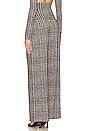 Norma Kamali High Waist Pleat Pant in Chocolate Glenn Plaid Tweed | REVOLVE