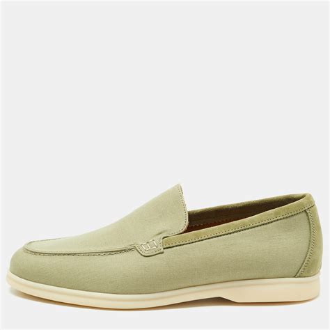 Pre-owned Loro Piana Green Suede And Fabric Summer Walk Loafers Size 41 ...