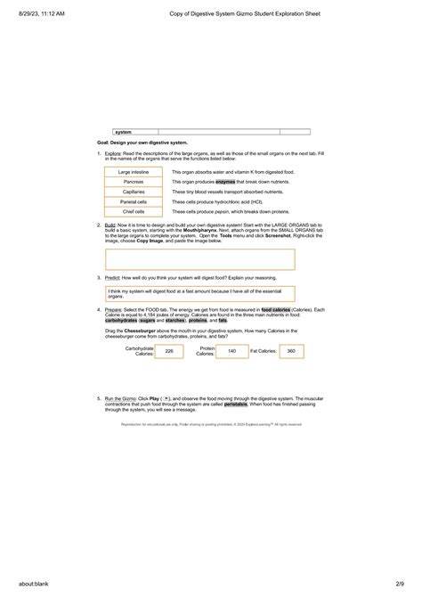 SOLUTION: Digestive system gizmo student exploration sheet - Studypool