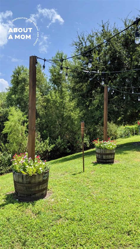 DIY Planter with Pole for String Lights - About a Mom