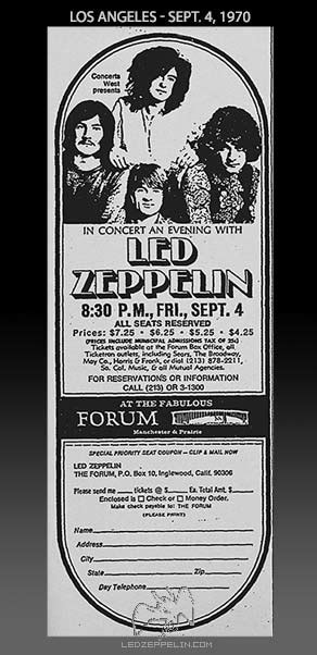 LA Forum 9-70 ad | Led Zeppelin