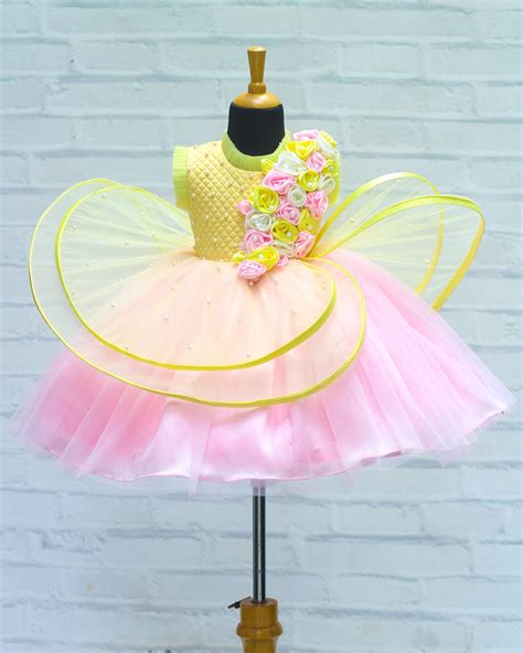 Buy Kids Yellow Gown Online | Luxury Designer Kids Wear Online in India ...