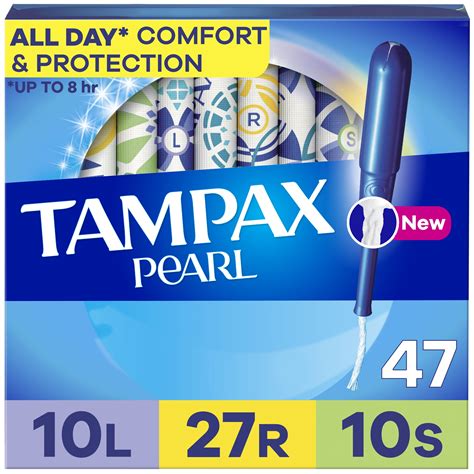 Tampax Pearl Tampons Trio Multipack with LeakGuard Braid, Light/Regular/Super Absorbency, 47 Ct ...
