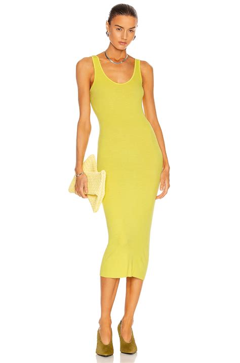 Enza Costa Silk Rib Tank Dress in Citron | FWRD
