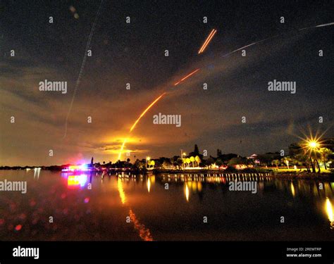 Kennedy Space Center, Brevard County, Florida USA. July 28, 2023. SpaceX launched a Falcon Heavy ...