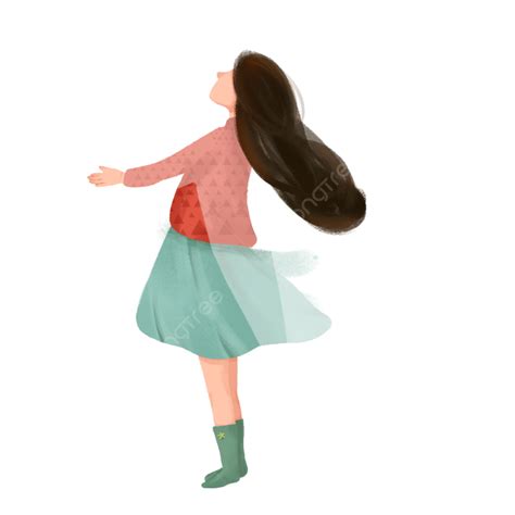 Gambar Gadis Melihat Ke Atas, Gadis, Siswi, Gadis Kecil PNG Transparan ...