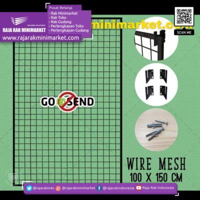 RAM BINGKAI WIREMESH 100×150 CM + H5 WALL HITAM | RAK MINIMARKET