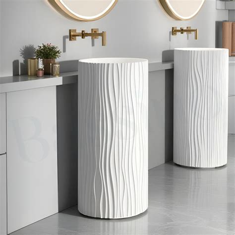 Artificial Stone Pedestal Basin(Size-15x15x34 Inch) — Bassino Impex