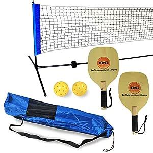 Driveway Games Portable Outdoor Pickleball Set. 2 Wood Racket Paddles ...