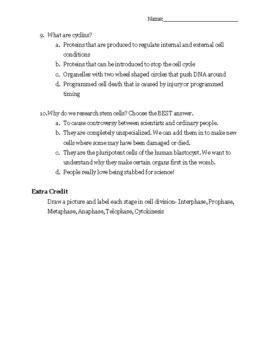 Mitosis Unit Test by Laura Motley-Mahnken | TPT