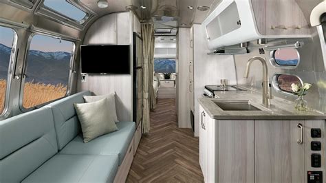 The interior of the new 2021 Airstream International, with blackout ...