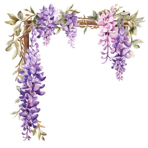 Premium AI Image | Purple flowers are hanging from a wooden frame on a ...