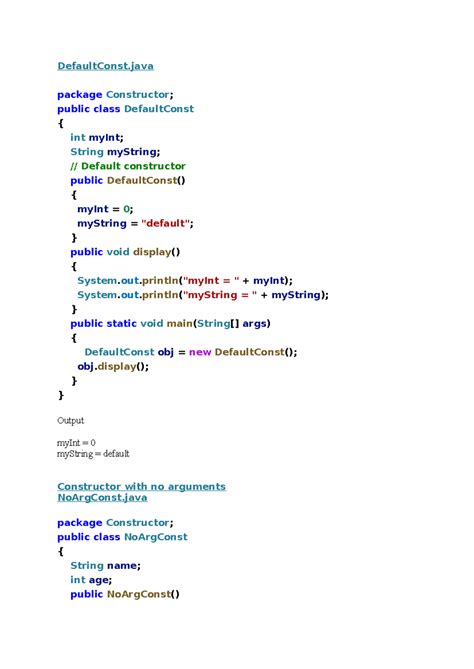 Constructor with Types - DefaultConst package Constructor; public class ...