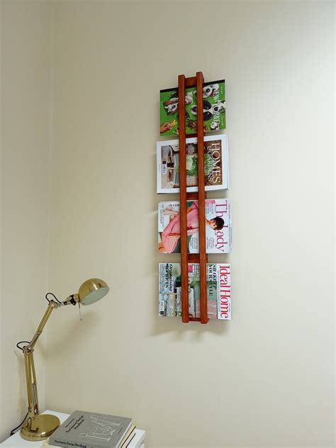 Wooden wall mounted magazine rack wall magazine display magazine ...