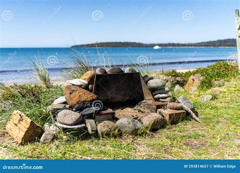 Beach Fire Pit on the Sand at a Holiday House Stock Image - Image of ...