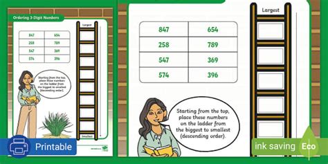 Gr3 Maths T1 Ordering Numbers Descending Order Worksheet (CAPS)