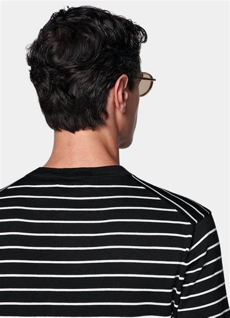 Black Short Sleeve Crewneck in Cotton Silk | SUITSUPPLY