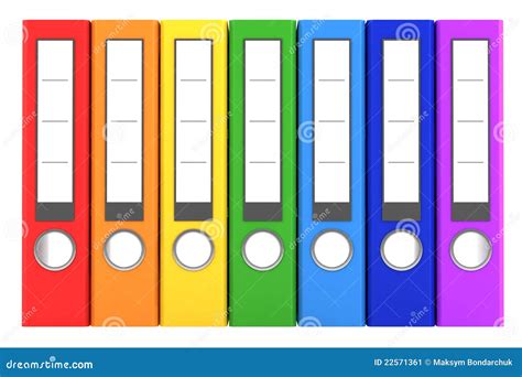 Seven Rainbow Color File Folders Isolated on White Stock Illustration ...