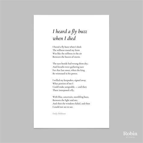 I Heard a Fly Buzz by Emily Dickinson Poem Print Poetry | Etsy