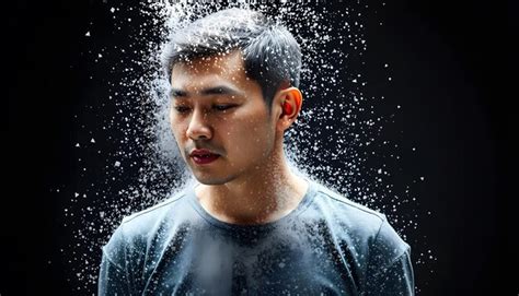 Dispersion effect of asian man body shattering isolated with white ...