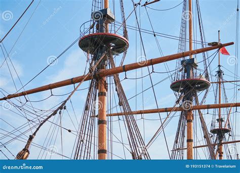Sailing mast of ship stock photo. Image of lookout, boat - 193151374