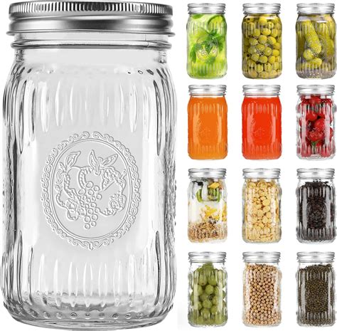 Amazon.com: 12Pack 32oz Wide Mouth Mason Jars, Glass Mason Jars with ...