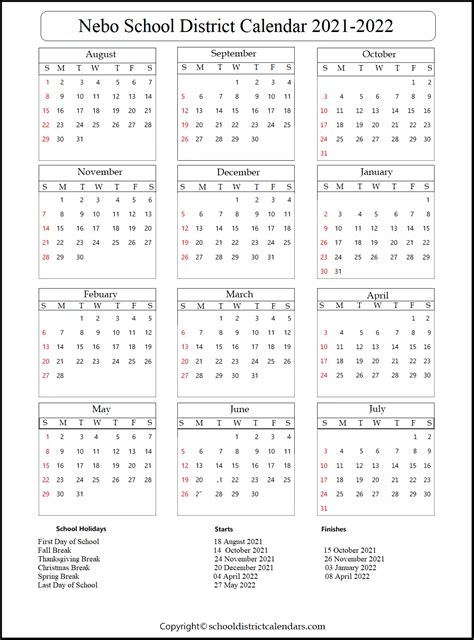 Nebo School District Calendar 2021-2022 School District Calendars