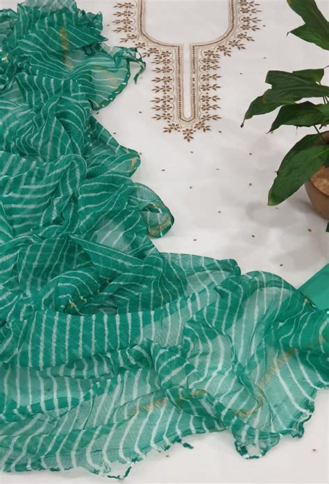 3 pc Pure Kota Doria Cotton Salwar Suit with Gota Patti Work and ...