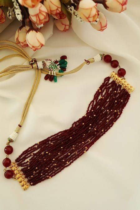 Buy Gold Plated Red Hydro Stones Choker by Do Taara Online at Aza Fashions.