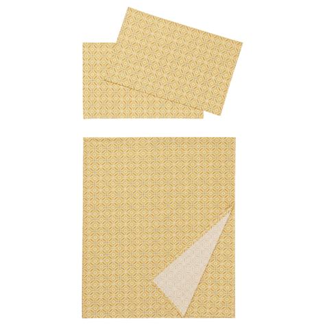 HAMNSENAP flat sheet and 2 pillowcase, yellow/multicolour, 240x260 ...