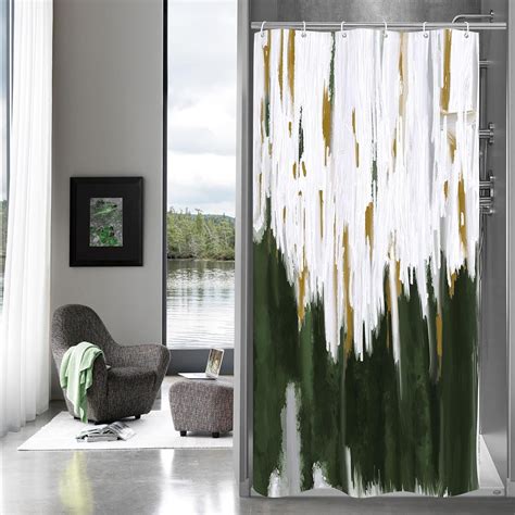 Olive Green Small Stall Shower Curtain 36 x 72, Abstract Ombre Half ...
