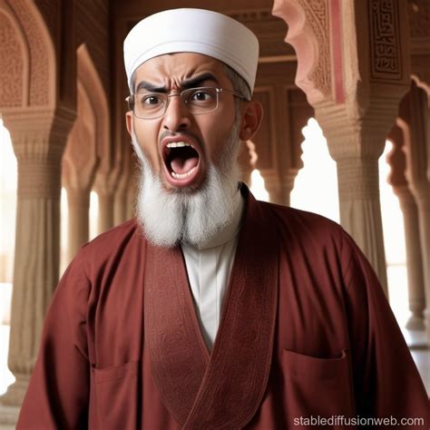 Angry Muslim Scholar Shouting in Temple | Stable Diffusion Online