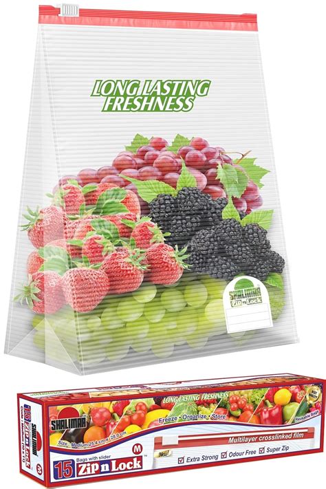 Shalimar Zip 'N' Lock Bag With Slider (Reusable) Size (Medium) Zip Lock ...